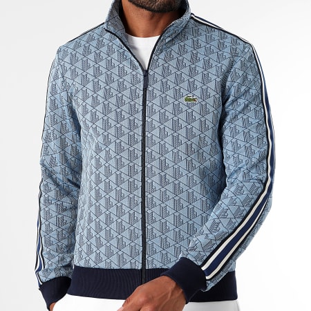 Lacoste - Veste Zippée Logo Brodé Crocodile Regular Fit Bleu Clair Bleu Marine