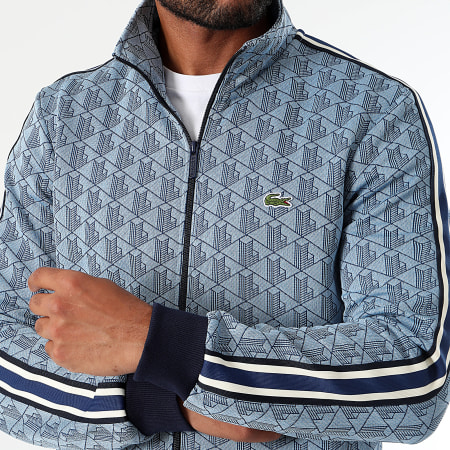 Lacoste - Veste Zippée Logo Brodé Crocodile Regular Fit Bleu Clair Bleu Marine