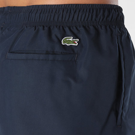 Lacoste - Short De Bain Court Imprimé Crocodile Bleu Marine