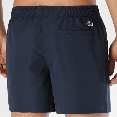 Lacoste - Short De Bain Court Imprimé Crocodile Bleu Marine