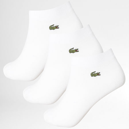 Lacoste - 3 Pares De Calcetines Con Logo Bordado Cocodrilo Blanco