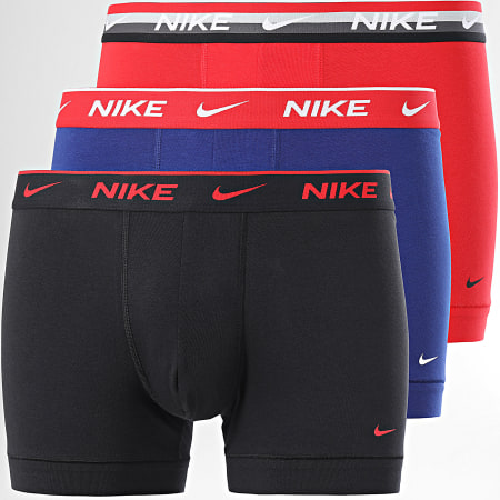 Nike - Confezione da 3 boxer stretch in cotone KE1008 nero rosso blu reale