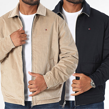 Tommy Hilfiger - Veste Zippée Réversible Ivy Beige Bleu Marine