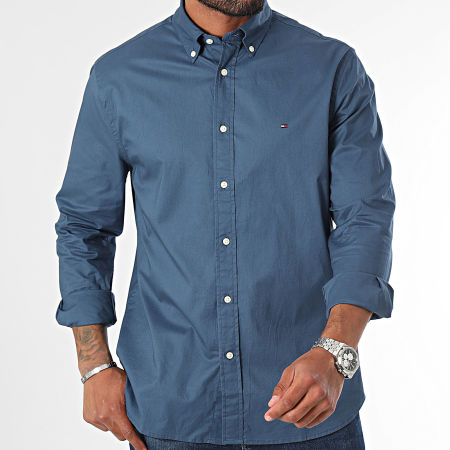 Tommy Hilfiger - Flex Poplin 0934 Overhemd met lange mouwen marineblauw