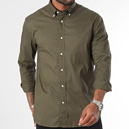 Tommy Hilfiger - Flex Popeline 0934 Camicia a maniche lunghe Verde Khaki