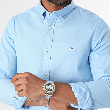 Tommy Hilfiger - Slim Flex Camisa Manga Larga Dobby 4568 Azul Claro