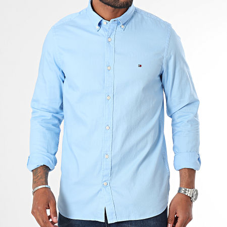 Tommy Hilfiger - Chemise Manches Longues Slim Flex Dobby 4568 Bleu Clair