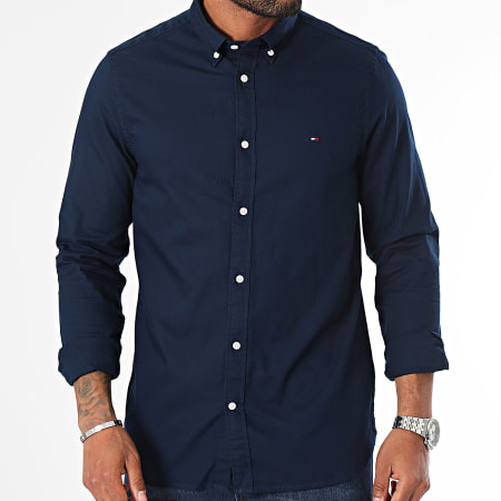 Tommy Hilfiger - Slim Flex Camisa Manga Larga Dobby 4568 Azul Marino