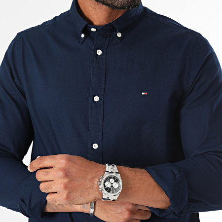 Tommy Hilfiger - Slim Flex Camisa Manga Larga Dobby 4568 Azul Marino