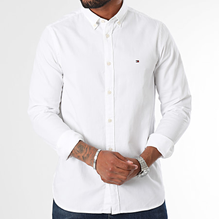 Tommy Hilfiger - Chemise Manches Longues Slim Flex Dobby 4568 Blanc