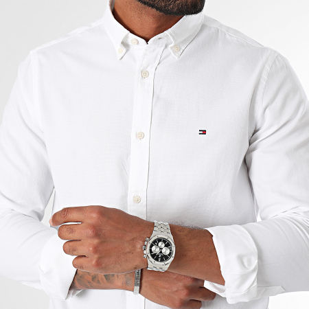 Tommy Hilfiger - Slim Flex Camisa Manga Larga Dobby 4568 Blanco