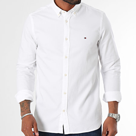 Tommy Hilfiger - Chemise Manches Longues Slim Flex Dobby 4568 Blanc