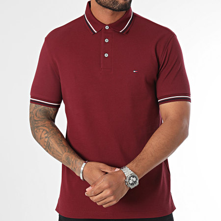 Tommy Hilfiger - Polo korte mouw Slim Fit getipt 7346 Bordeaux