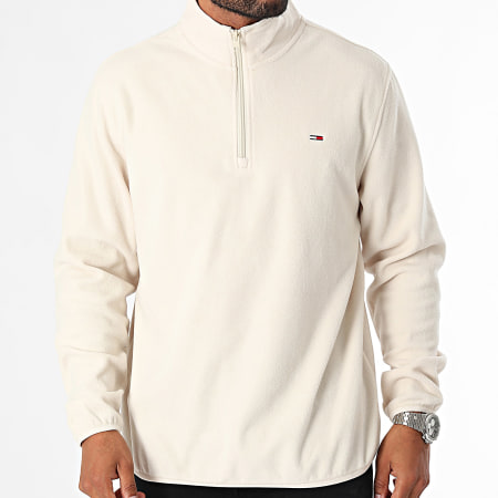 Tommy Jeans - Polar Flag Regular Fit Zip Neck Sweatshirt 0508 Beige