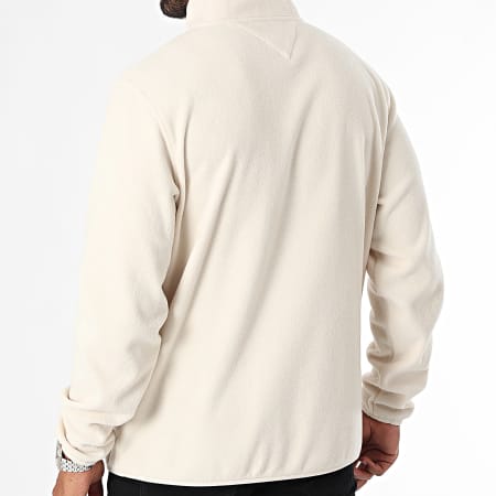 Tommy Jeans - Sweat Col Zippé Polaire Regular Fit Flag Polar 0508 Beige