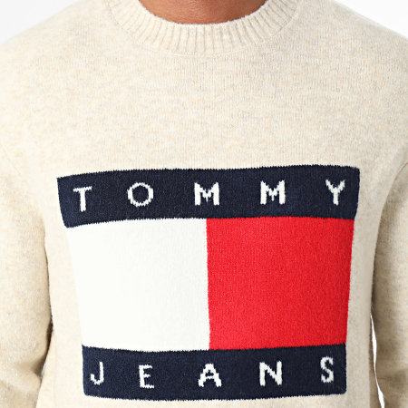 Tommy Jeans - Jersey Regular Melange Flag 9442 Beige Chiné