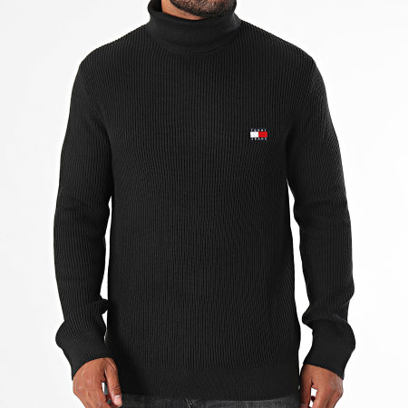 Tommy Jeans - Slim XS Badge 9434 Maglione nero con collo a rotolo