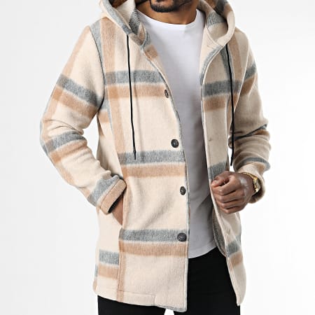 Uniplay - Manteau Capuche A Carreaux Collab LBO 0001 Beige Gris