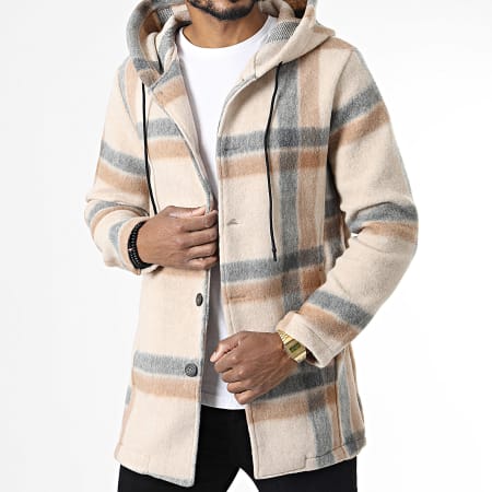 Uniplay - Manteau Capuche A Carreaux Collab LBO 0001 Beige Gris