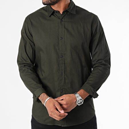 Jack And Jones - Gingham Shirt Met Lange Mouw Khaki Groen