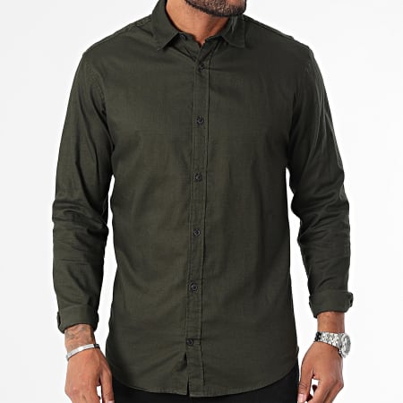 Jack And Jones - Camicia a maniche lunghe in percalle Verde Khaki