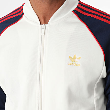 Adidas Originals - Veste Zippée A Bandes SST IY9859 Blanc Clair Bleu Marine