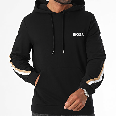 BOSS - Sudadera icónica con capucha y rayas 50521884 Negro