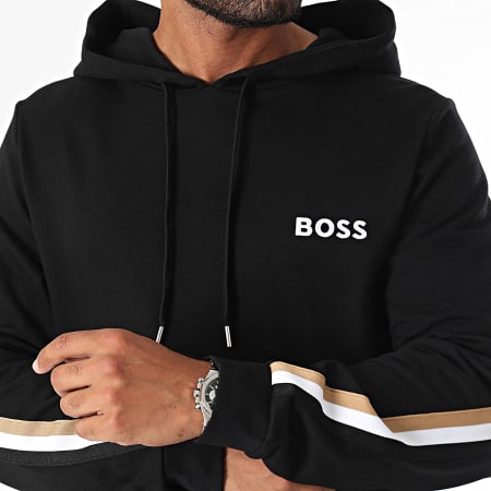 BOSS - Felpa con cappuccio Iconic con strisce 50521884 Nero