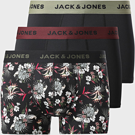 Jack And Jones - Set van 3 Bloem Microfiber Boxers Zwart Gebloemd