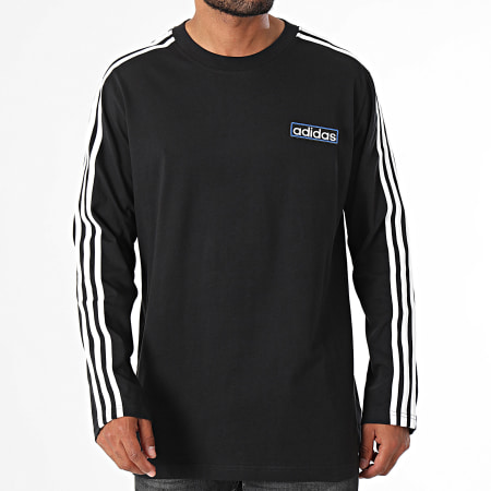 Adidas Originals - Adibreak IY4850 Zwart Gestreept Shirt Met Lange Mouw