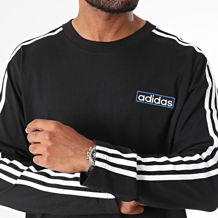 Adidas Originals - Adibreak IY4850 Zwart Gestreept Shirt Met Lange Mouw