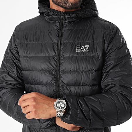 EA7 Emporio Armani - Doudoune Capuche 8NPB24-PNGPZ Noir Argenté