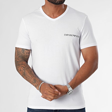 Emporio Armani - Juego de 2 camisetas con cuello en V 111849-4F717 Azul marino Blanco