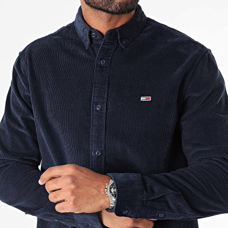 Tommy Jeans - Camicia manica lunga regolare in velluto a coste 0461 blu navy