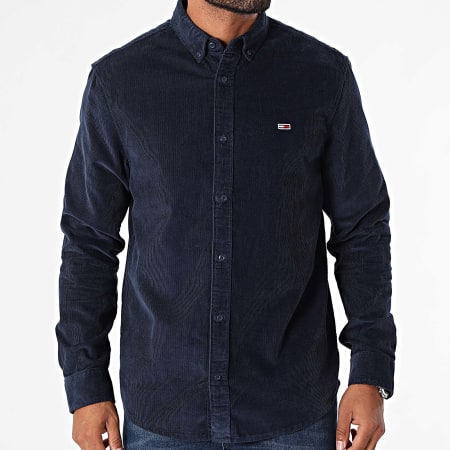 Tommy Jeans - Camicia manica lunga regolare in velluto a coste 0461 blu navy