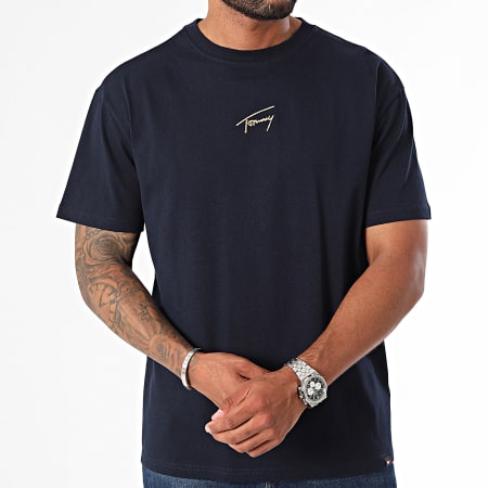 Tommy Jeans - Gold Signature T-shirt 9692 Navy Gold