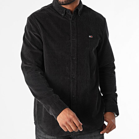 Tommy Jeans - Camisa de pana de manga larga regular 0461 Negro