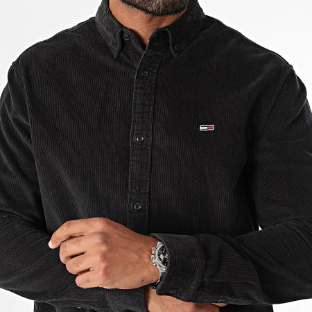 Tommy Jeans - Camisa de pana de manga larga regular 0461 Negro