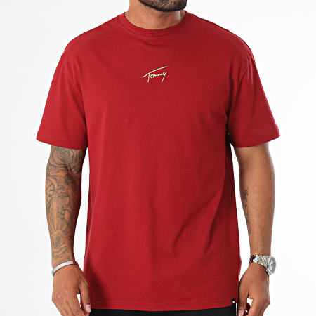 Tommy Jeans - Tee Shirt Gold Signature 9692 Bordeaux Doré