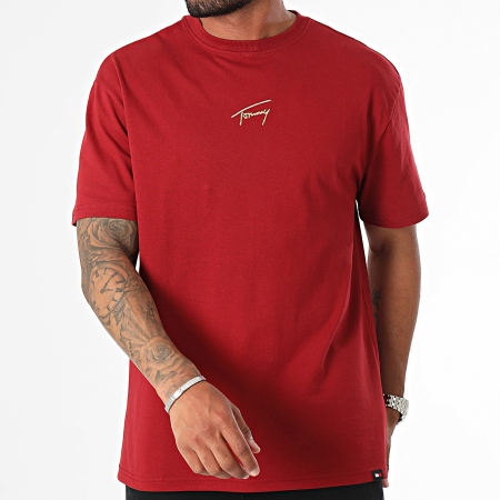 Tommy Jeans - Gold Signature Tee Shirt 9692 Bordeaux Gold