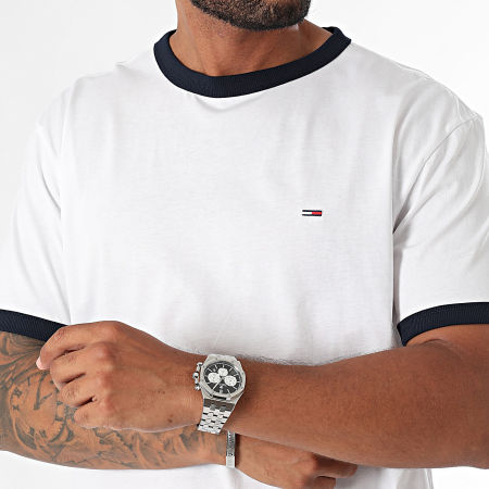 Tommy Jeans - Slim Flag Ringer Tee Shirt 9730 Blanco