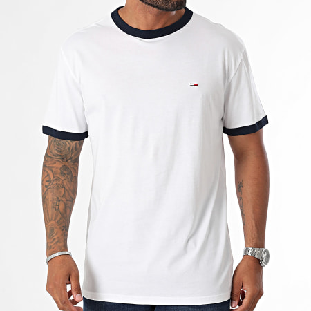 Tommy Jeans - Maglietta Slim Flag Ringer 9730 Bianco