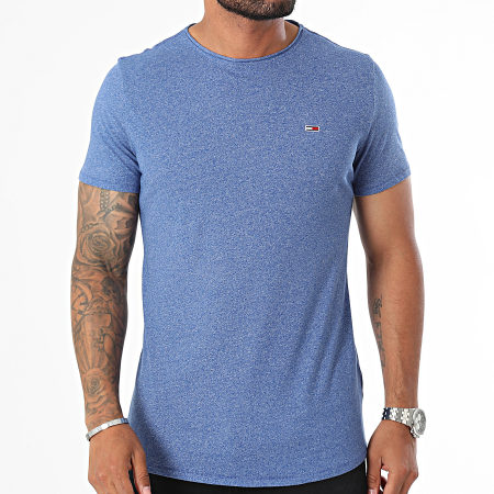 Tommy Jeans - Tee Shirt Slim Jaspe 9586 Bleu Roi Chiné