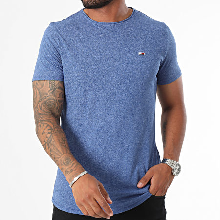 Tommy Jeans - Tee Shirt Slim Jaspe 9586 Bleu Roi Chiné