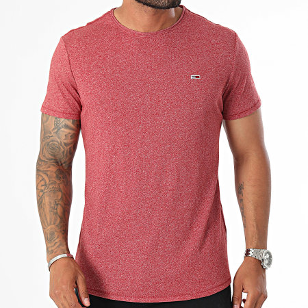 Tommy Jeans - Tee Shirt Slim Jaspe 9586 Rouge Chiné