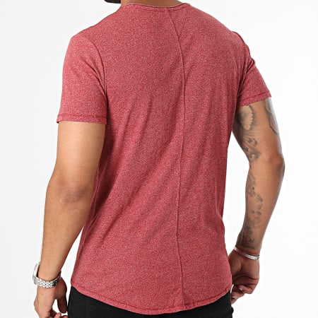 Tommy Jeans - Tee Shirt Slim Jaspe 9586 Rouge Chiné