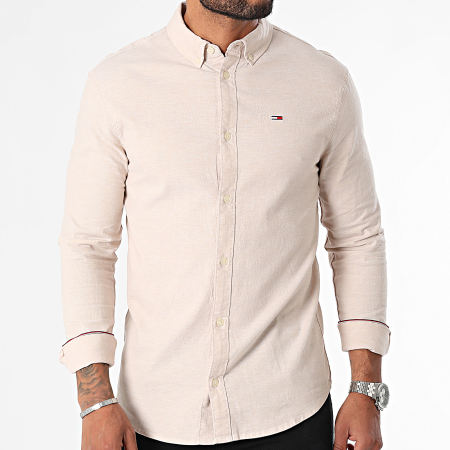 Tommy Jeans - Chemise Manches Longues Slim Stretch Oxford 9594 Beige