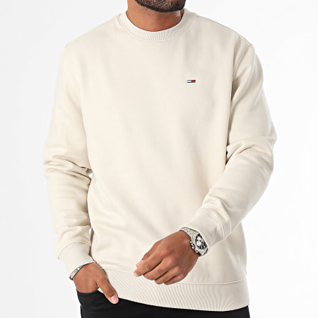 Tommy Jeans - Sweat Ronde hals Regular Fit Vlag 0741 Beige