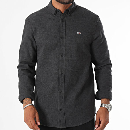 Tommy Jeans - Chemise Manches Longues Regular Fit Grindle Flannel 0460 Gris Anthracite Chiné