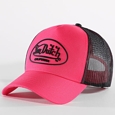 Von Dutch - Casquette Trucker Flu Noir Rose Fluo